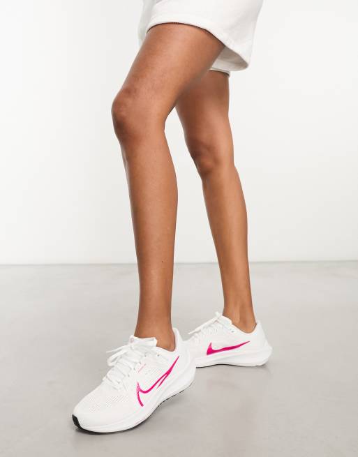 Nike Running Air Zoom Pegasus 40 trainers in white and pink ASOS