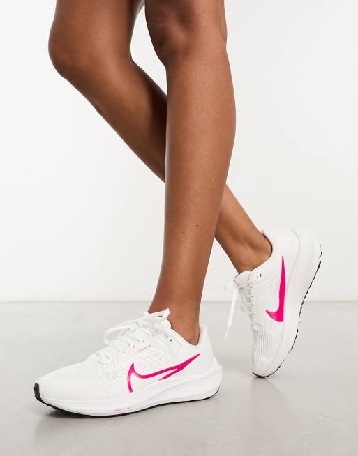 Nike Running Air Zoom Pegasus 40 trainers in white and pink, 3 of 4