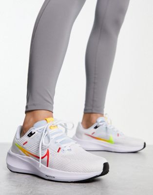 Nike Running Air Zoom Pegasus 40 trainers in white and red - ASOS Price Checker
