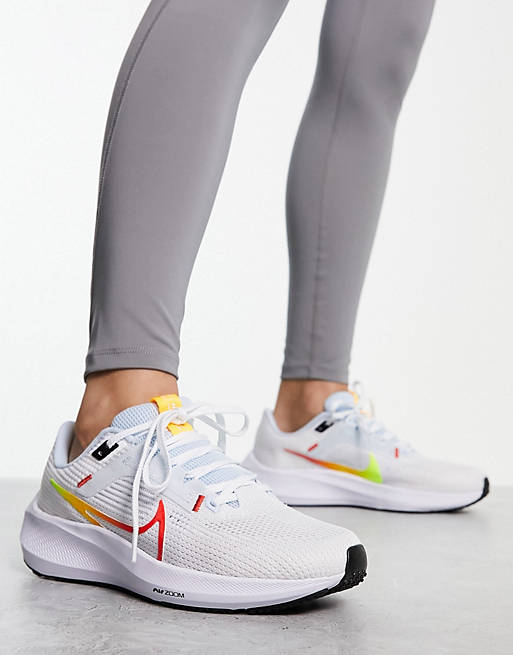 Nike Running Air Zoom Pegasus 40 trainers in white and red | ASOS