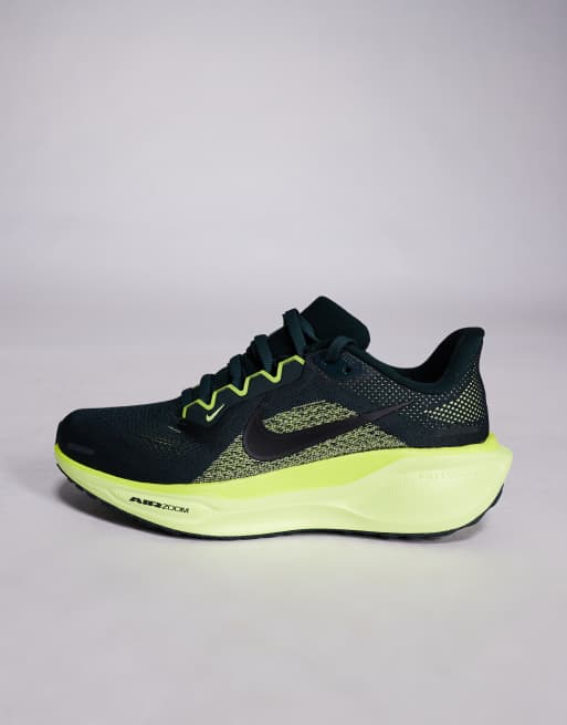 Nike Running Air Zoom Pegasus 41 sneakers in dark green and yellow, 2 of 5
