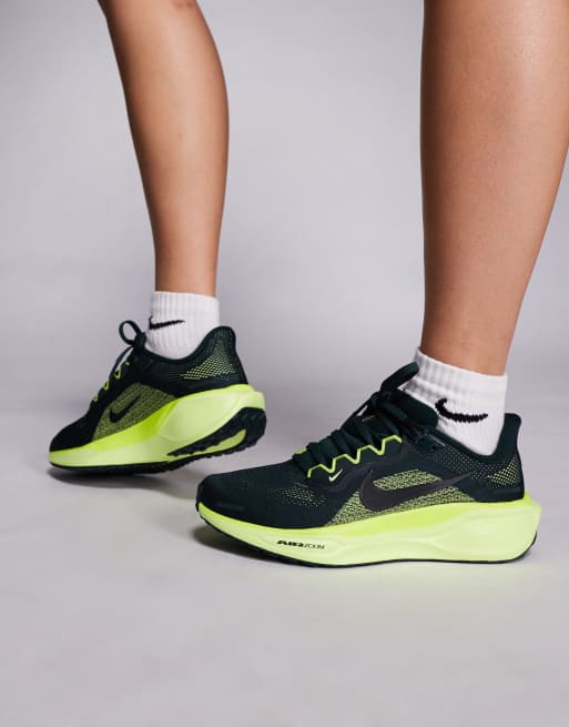 Nike Running Air Zoom Pegasus 41 sneakers in dark green and yellow, 4 of 5