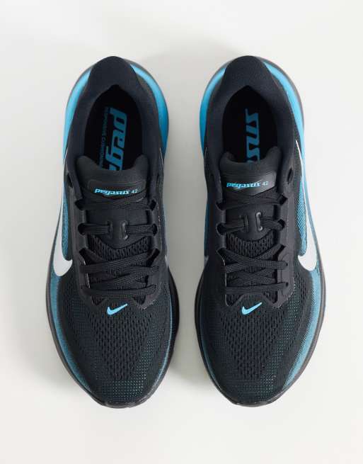 Nike Running Air Zoom Pegasus 42 Sneaker in Schwarz und Blau, 2 von 5