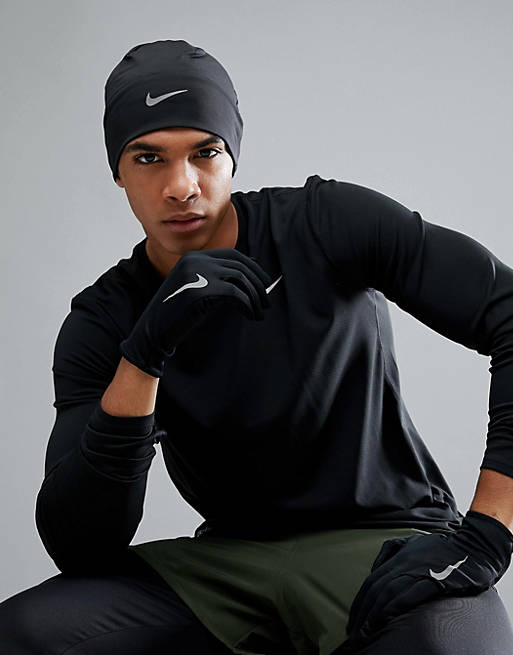 Nike Running Beanie & Glove Set In Black RC.37-082B | ASOS