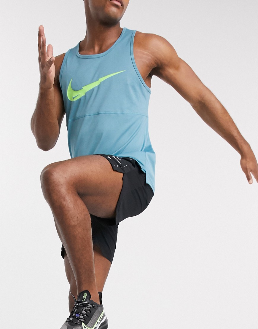 Nike Running Breathe large logo vest in blue