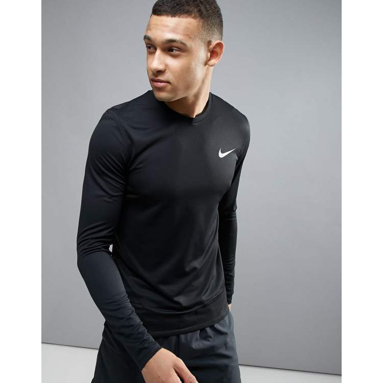 Nike Running breathe long sleeve t shirt in black 860762 010 ASOS