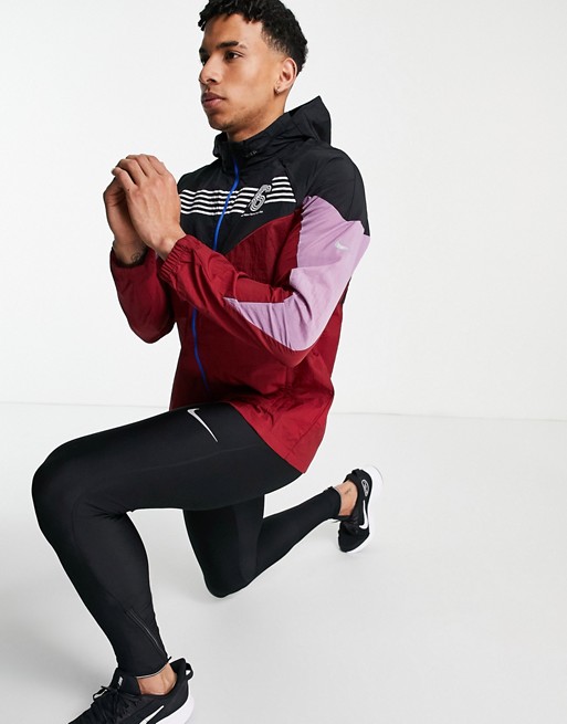 Nike Running BRS windrunner jacket in burgundy
