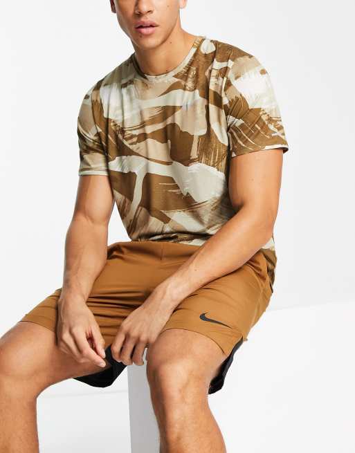 Nike Running Camo Miler t shirt in stone ASOS