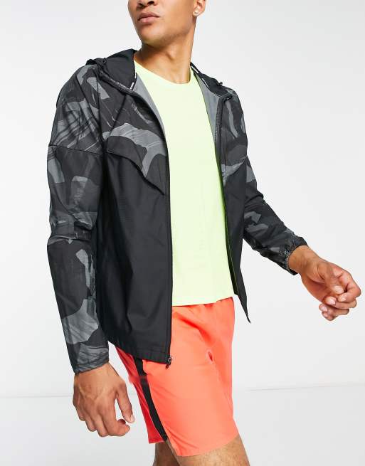 Nike Running - Camo Repel - Windrunner - Giacca ripiegabile nera e grigia