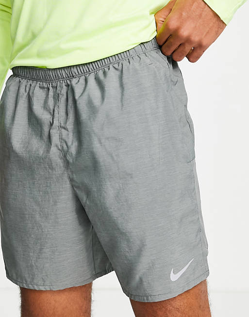 Men Nike Running Challenger 7 inch 2 in 1 shorts in grey 