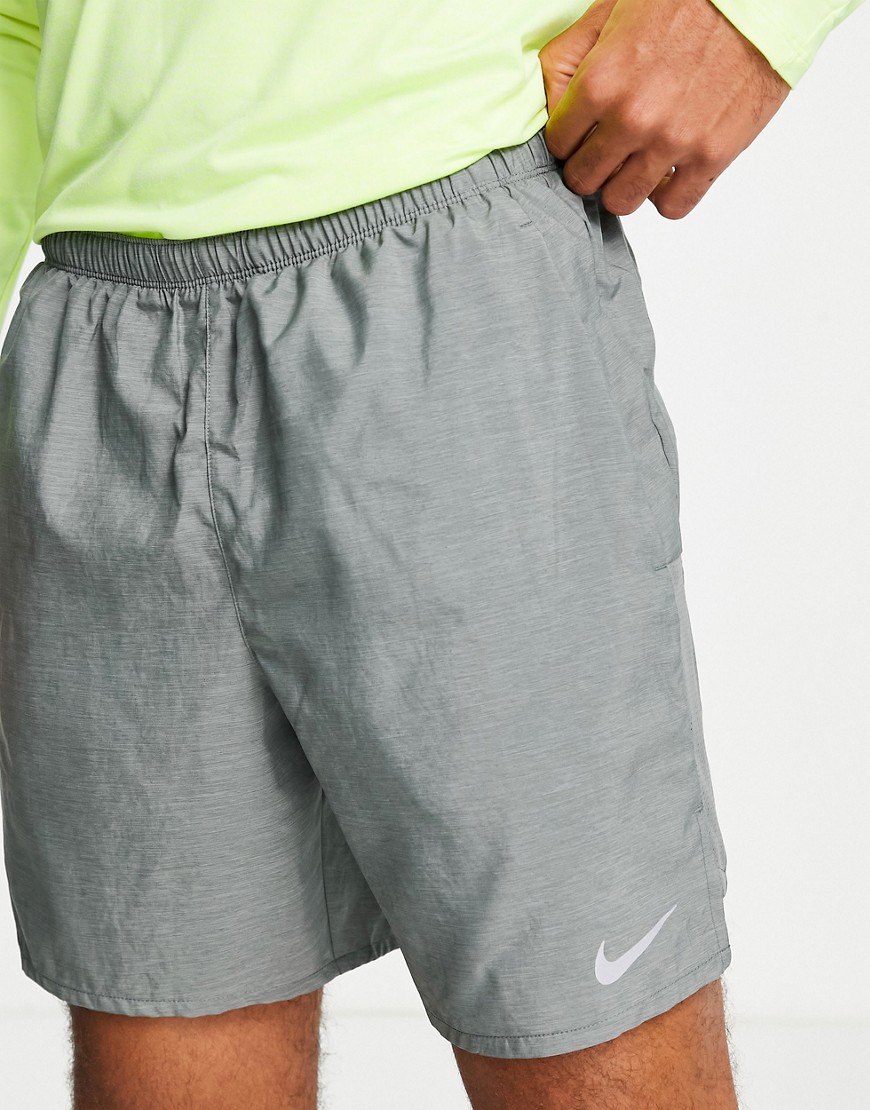Nike Running Challenger Dri-FIT 2-in-1 7 inch shorts in khaki-Grey
