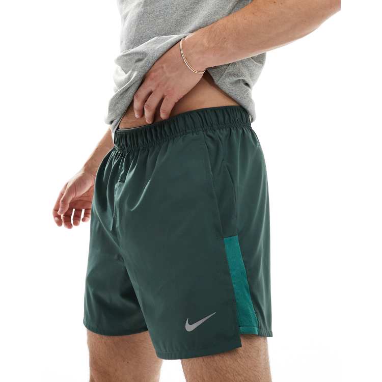 Nike Running Challenger Dri FIT 5 inch shorts in dark green ASOS