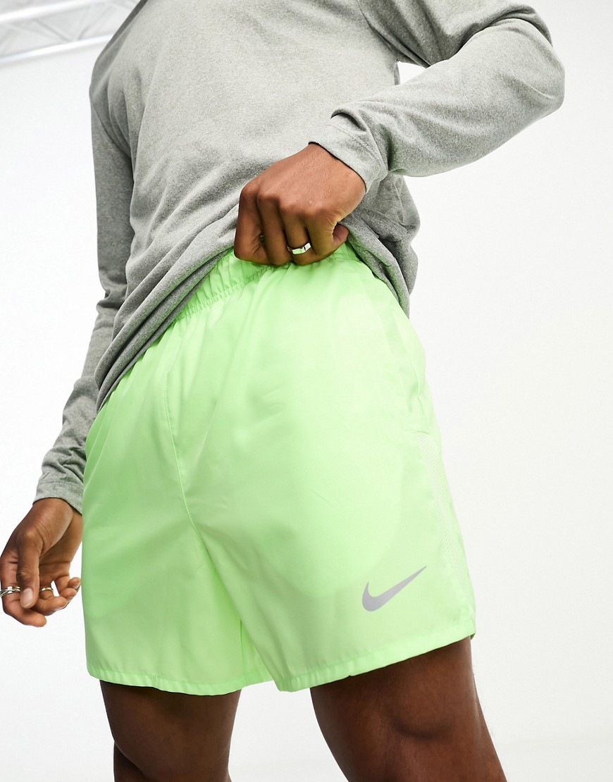 Nike Running Challenger Dri-FIT 5 inch shorts in lime-Green