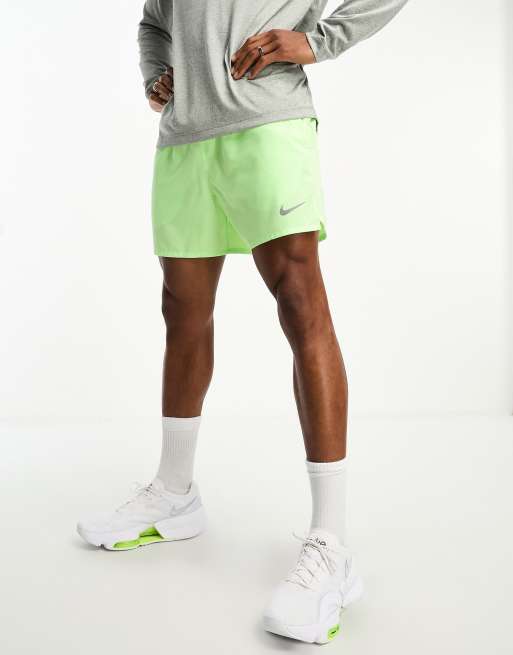 Nike Running Challenger Dri-FIT 5 inch shorts in lime