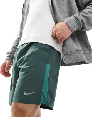 Nike Running Nike Running Challenger Dri-FIT 7 inch shorts in dark green