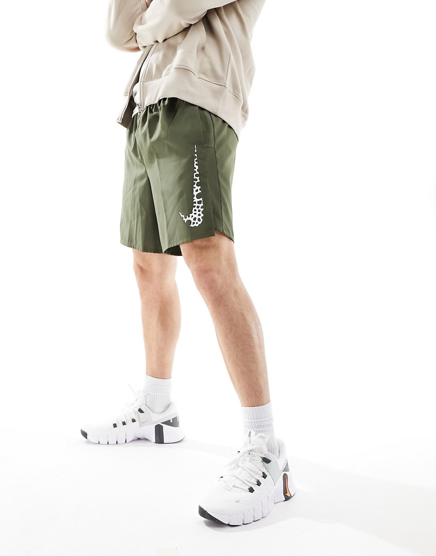Nike Challenger Dri-fit 7-inch Shorts In Khaki-green