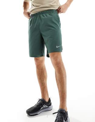 Nike Running Challenger Dri-FIT 9 inch shorts in green-Grey