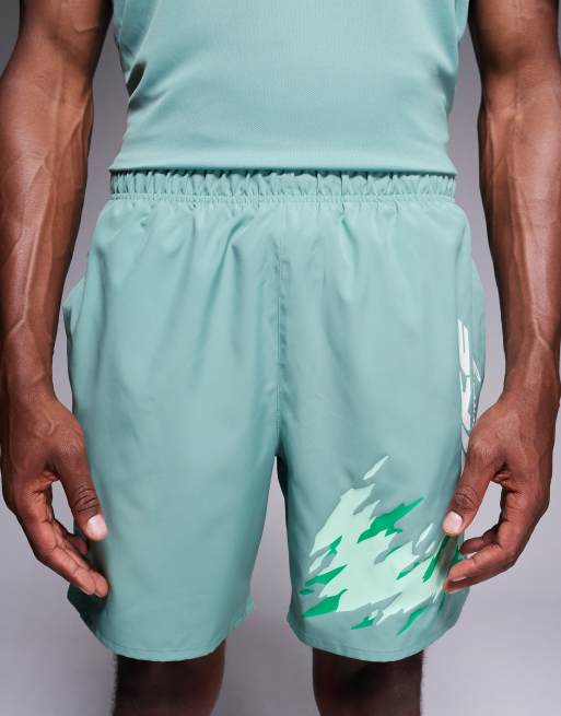Nike Running Challenger Logo 5 inch shorts in green, 4 of 5
