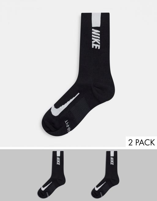 Nike Running - Confezione da 2 paia di calzini unisex neri