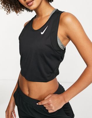 Femme Nike Running - Crop top en tissu Dri-FIT - Noir