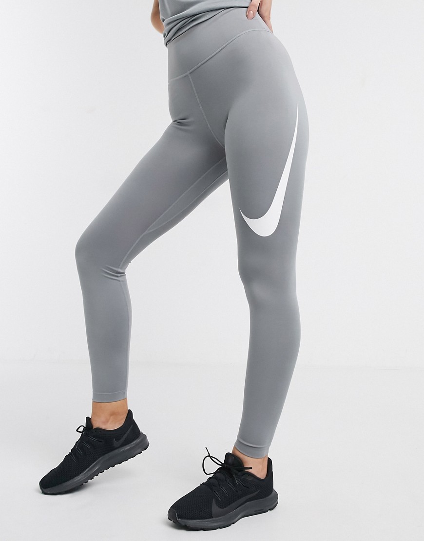 Nike Running - Cropped legging met swoosh in grijs