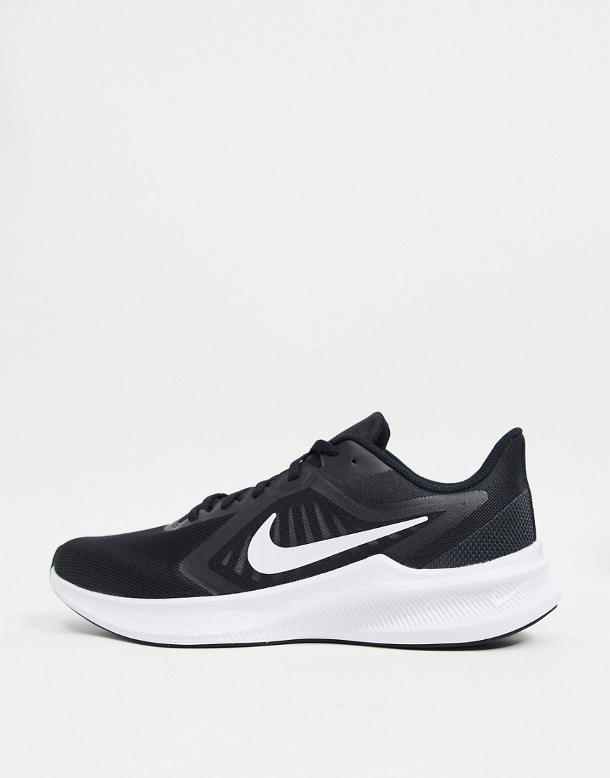 Nike Running Downshifter 10 trainers in black and white