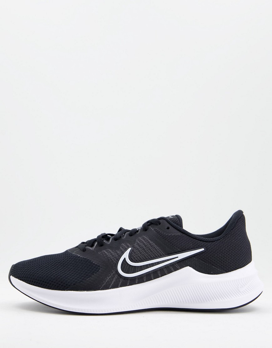 Nike Running Downshifter 11 trainer in black and white