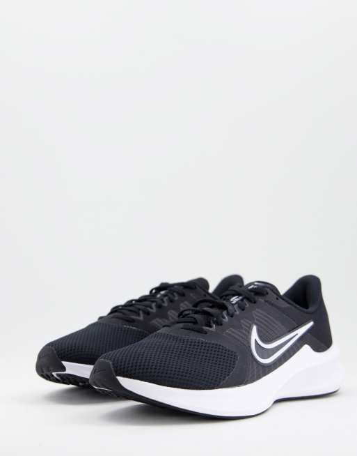 Nike Running Downshifter 11 trainer in black and white