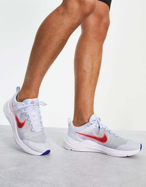 Nike Running Downshifter 12 sneakers in white and red | ASOS