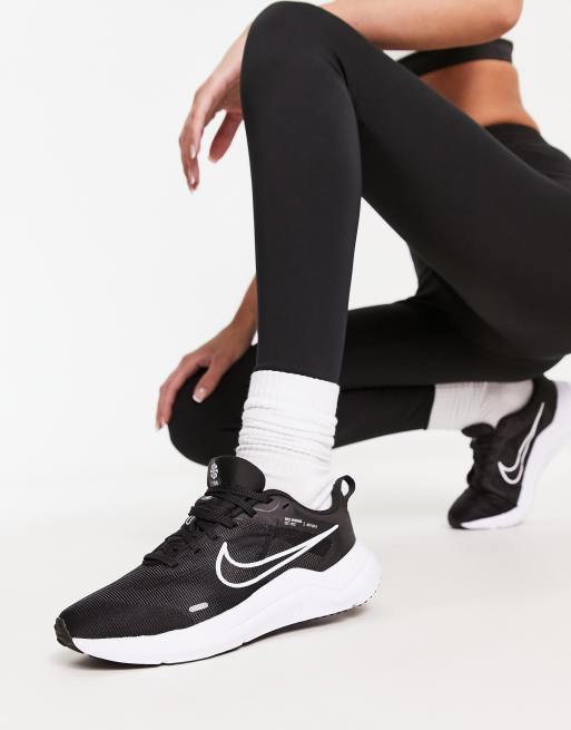 Nike Running Downshifter 12 trainers in black and white | ASOS