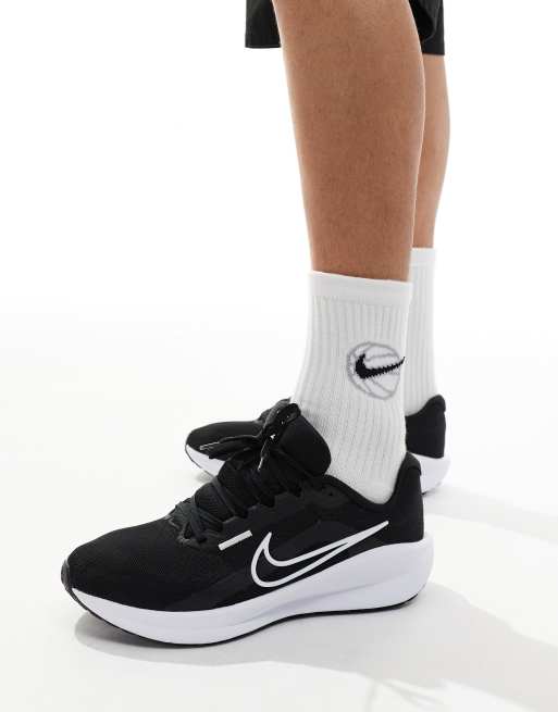 Nike Running Downshifter 13 sneakers in black and white | ASOS display picture 1
