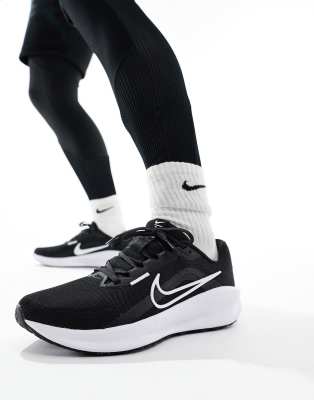 Nike Running Downshifter 13 trainers in black and white