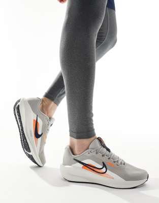 Nike Running Downshifter 13 trainers in grey and orange