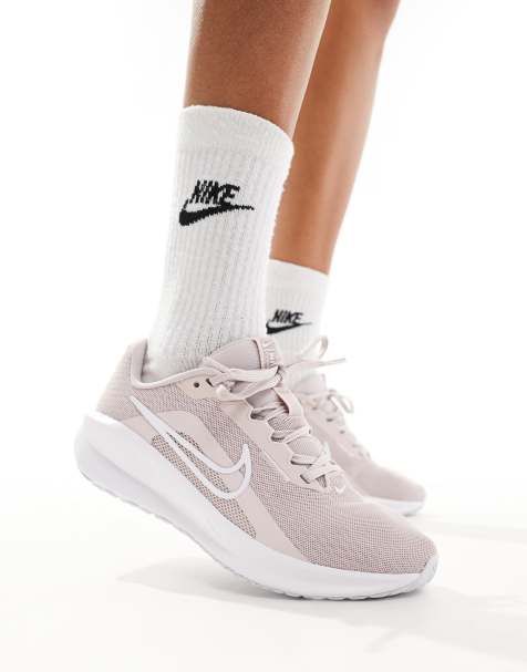 Nike Running Downshifter 13 trainers in pink and white - view 1