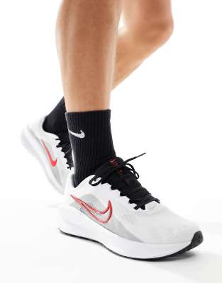 Nike Running Downshifter 13 trainers in white and red