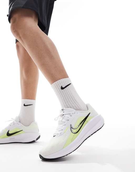 Nike Running Downshifter 13 trainers in white and yellow