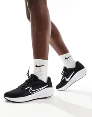Nike Running Downshifter 14 sneakers in black and white