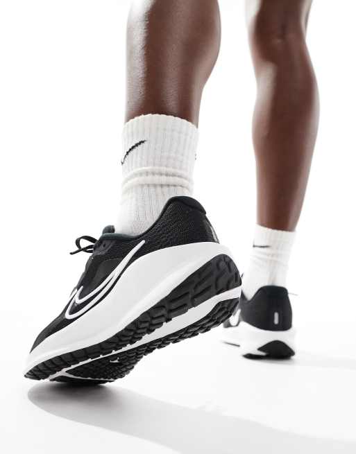 Nike Running Downshifter 14 sneakers in black and white, 4 of 5