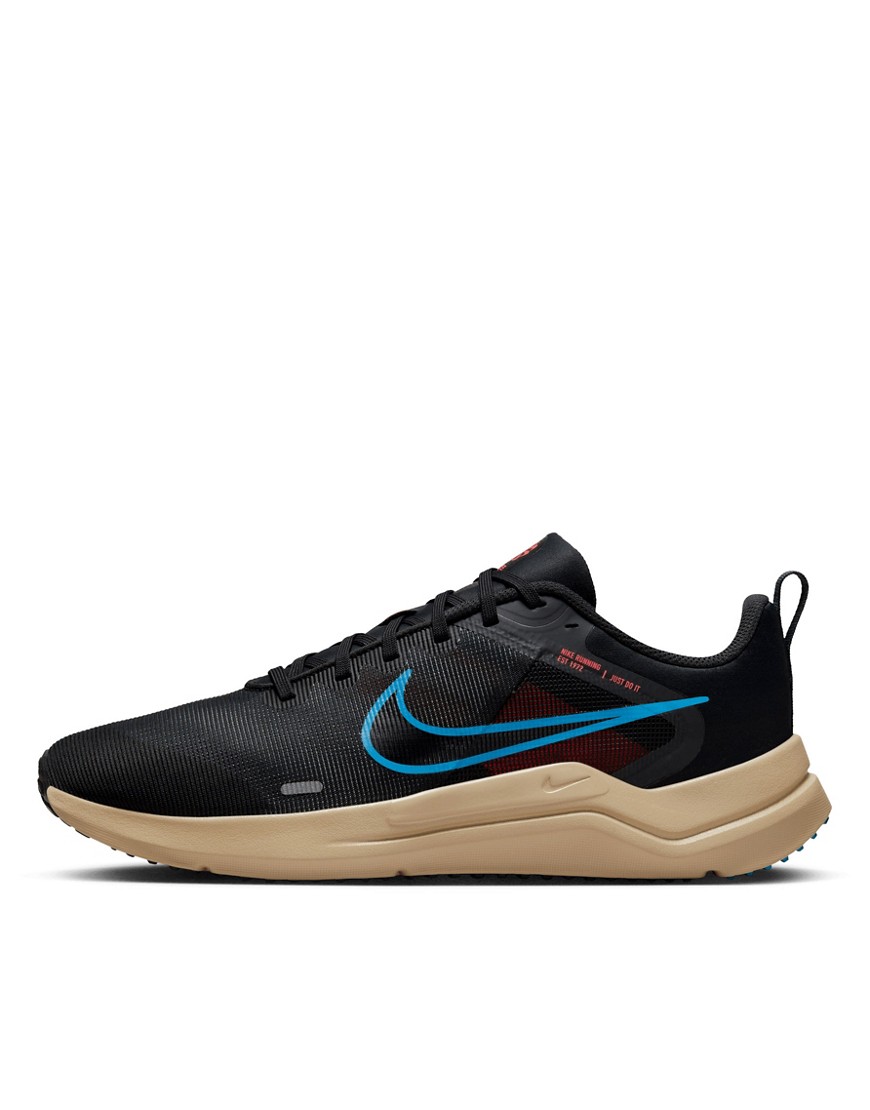 Nike Running downshifter sneakers in black-White