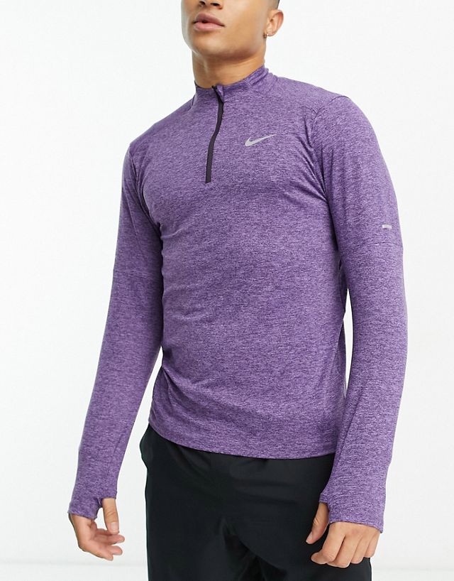 Nike Running Dri-FIT 1/2 zip long sleeve top in purple