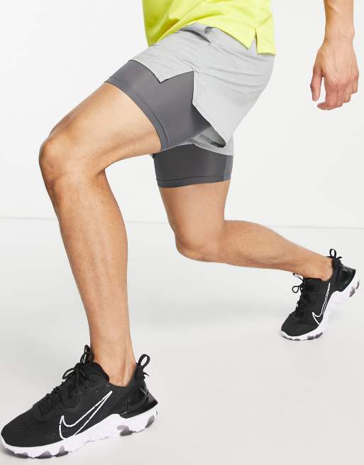 Nike Running Dri FIT 2 in 1 Flex Stride 5 inch shorts in grey ASOS