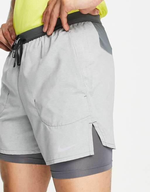 Nike Running Dri-FIT 2 in 1 Flex Stride 5 inch shorts in grey