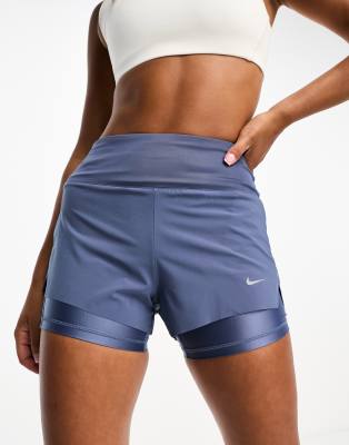 Nike Running Dri-Fit 3in 2 in 1 shorts in blue