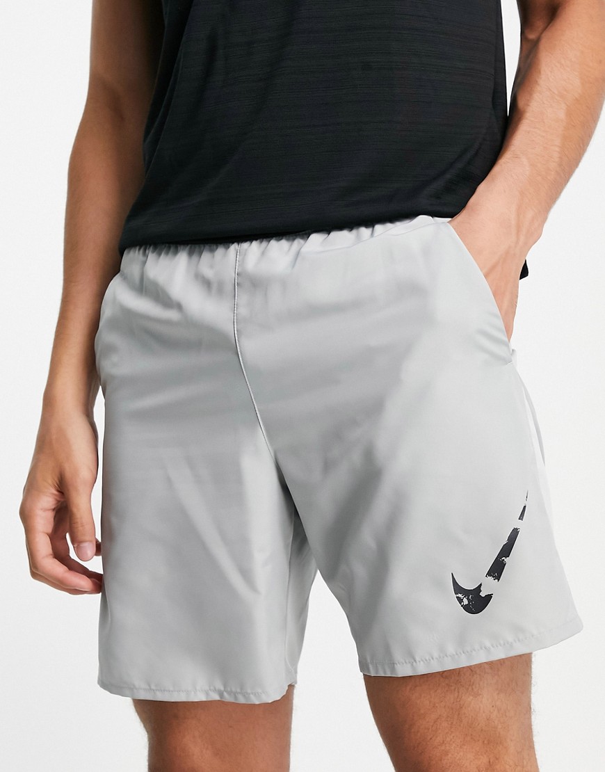 Nike Running Dri-FIT 7-Inch color block shorts in gray