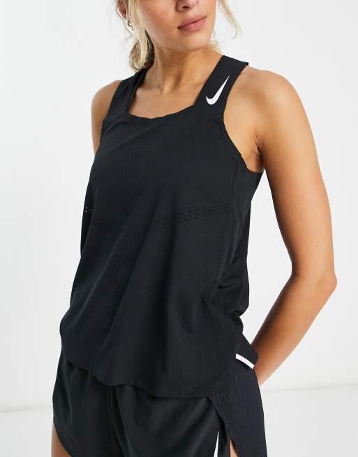 meteor Husk obligat Nike Running Dri-FIT Aeroswift tank in black | ASOS