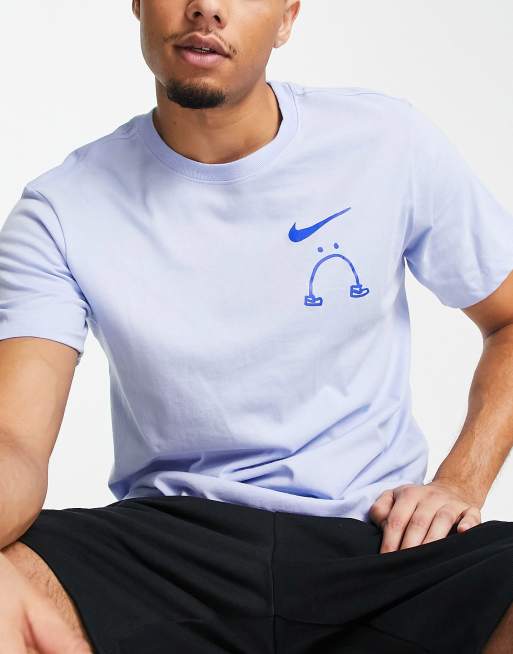 schakelaar Vooruitzicht logica Nike Running Dri-FIT A.I.R. Nathan Bell Legs graphic t-shirt in pale blue |  ASOS