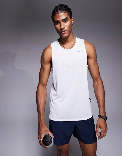 Nike Running Dri-FIT Breathe Miler tank top in white - view 1