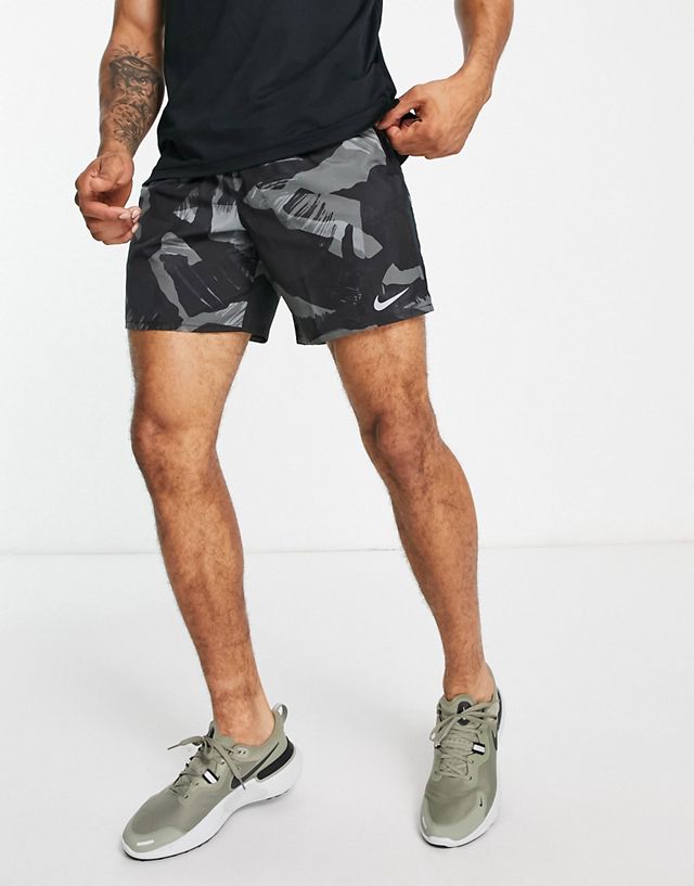 Nike Running Dri-FIT camo shorts in black