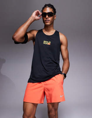 Nike Dri-fit Challenger 5-inch Shorts In Orange