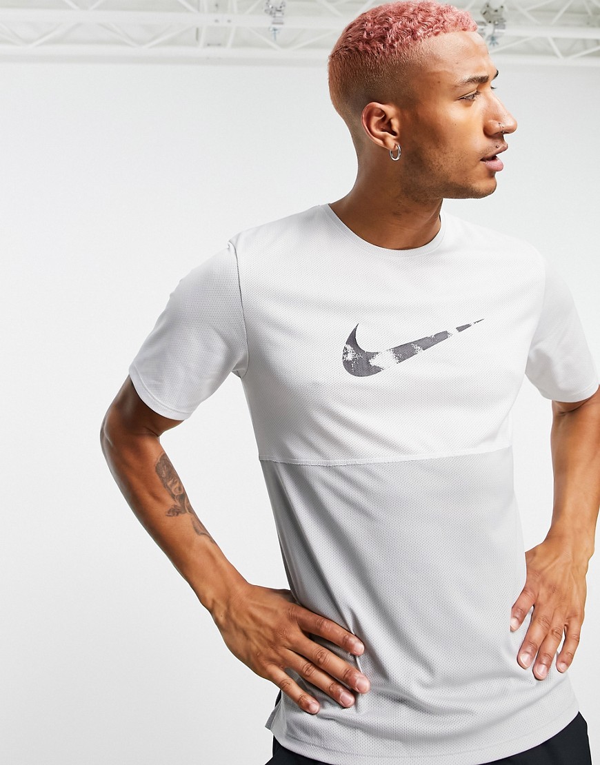 Nike Running Dri-FIT colorblock t-shirt in grey